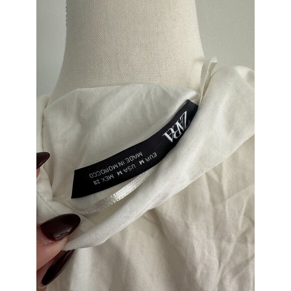 ZARA White Shirt Sun Collared Dress Size Medium - Picture 8 of 8